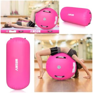 AWSUM 3.3ft L x 2ft Diam Air Roller Tumbling Mat Barrel Backbend Trainer for Gym Inflatable Gymnastics equipment with Electric Pump