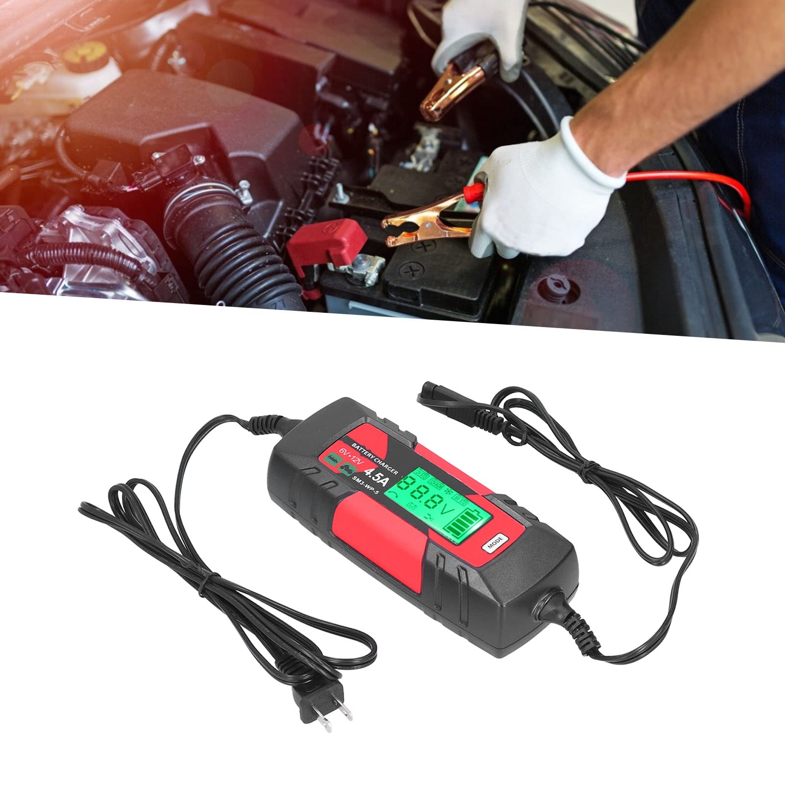 Batteries Maintainer, SM3-WP-5 Reliable Car Battery Charger with Winter Mode for Motorcycles for Lawn Mower for Boats(US Plug 120V)