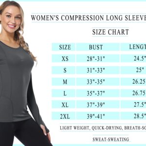 CADMUS Quick-Drying Running Long Sleeve Shirt for Women Workout Shirts,Black, Grey, Red,X-Large