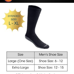 Dickies Mens Multi-pack Dri-tech Moisture Control Boot-length Socks, Black (12 Pairs), 6-12 US