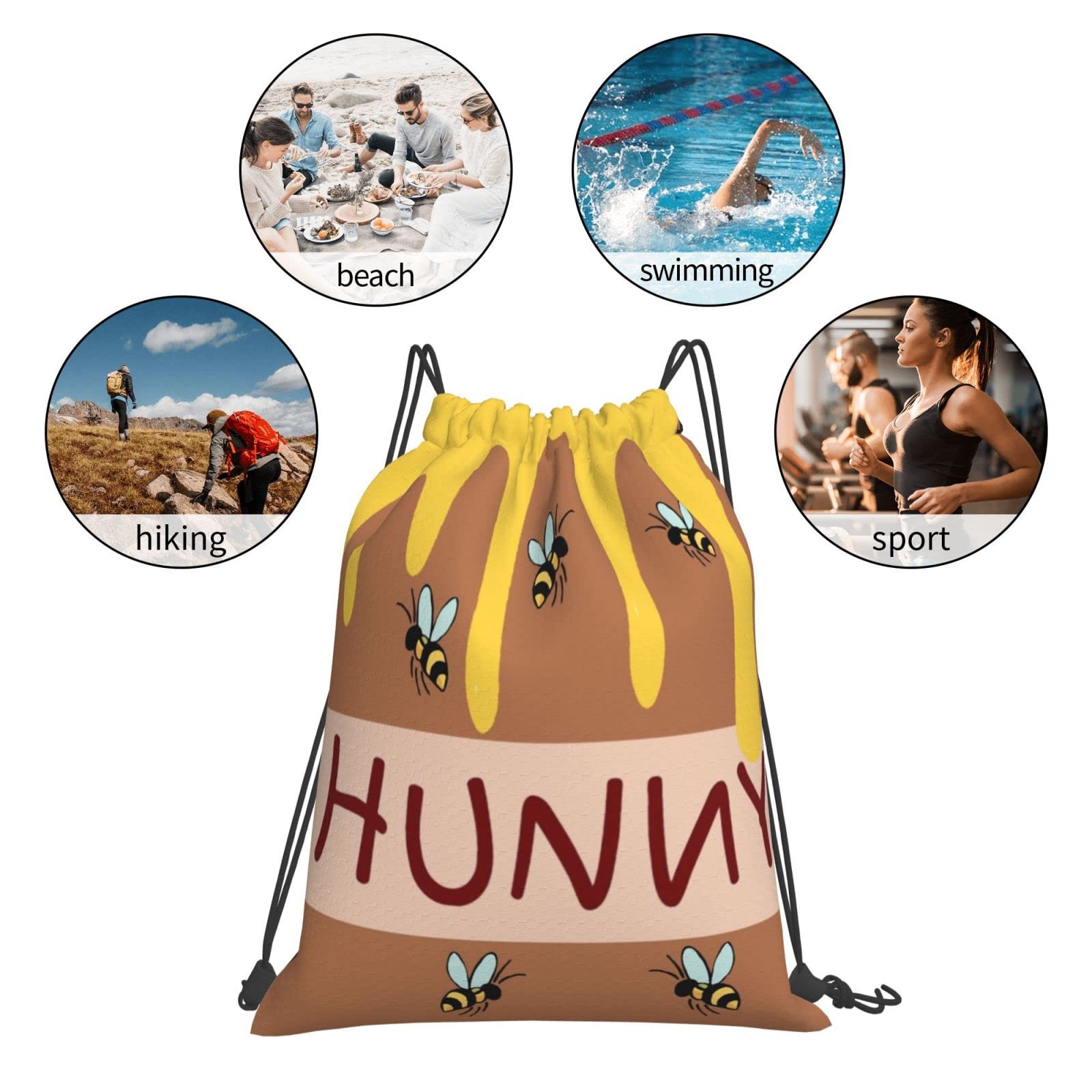 Larklitz The Hunny Pot Drawstring Backpacks Gym Bags Sport Storage Goodie Cinch Bag One Size