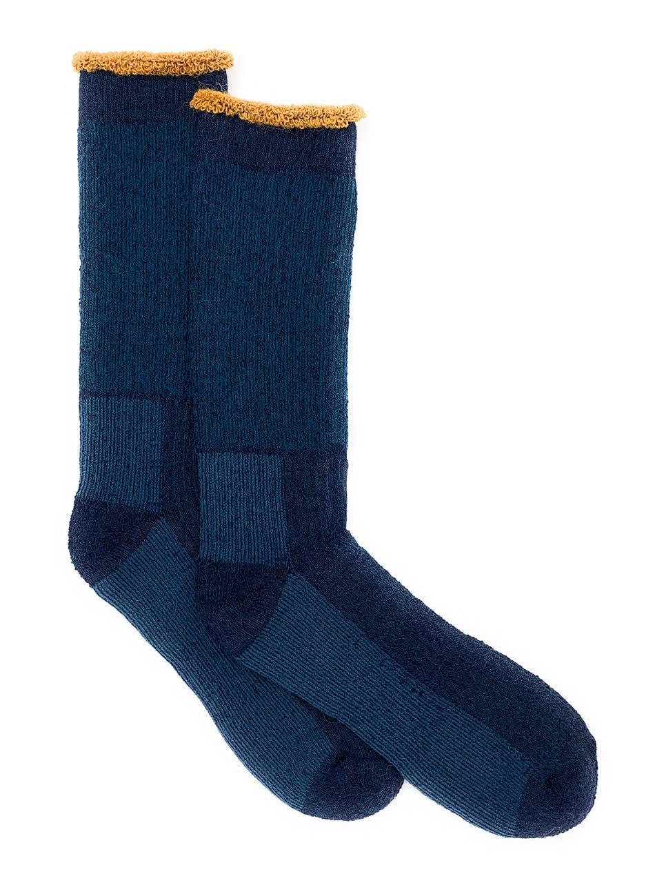 WARRIOR ALPACA SOCKS - Heavy-Duty Terry Lined Endurance Alpaca Socks (Lakeside Blue/Gold, Medium)