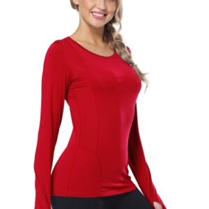 CADMUS Quick-Drying Running Long Sleeve Shirt for Women Workout Shirts,Black, Grey, Red,X-Large