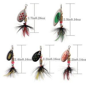 Tgpiao 10pcs Fishing Lure Spinnerbait for Bass Trout, Colorful Hard Metal Baits Fishing Lure Kit Set, for Freshwater Saltwater Fishing Lure，with Tackle Boxes