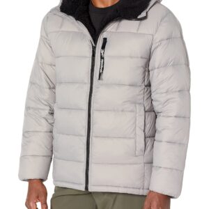 Reebok Men's Sherpa Lined Heavy Puffer Jacket, Steel Grey, XX-Large