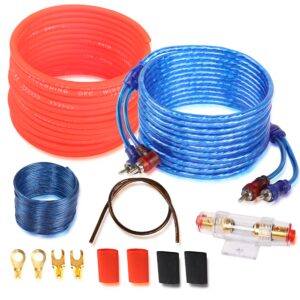 xmsjsiy car audio wiring kit amplifier cable kit 1500 watts car stereo subwoofer installation with fuse for car truck motorcycle 10 gauge amp