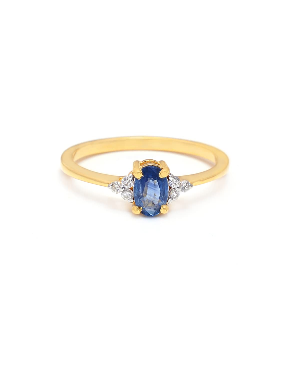 Shweta Creations Certified 14K Yellow Gold 0.6 Carat Sapphire Gemstone 0.8 carat Natural Diamond (G-H Color, SI1-SI2 Clarity) Rings for Women (Size : 6.5)