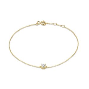 14k gold moissanite bracelet for women,dainty adjustable extension chain bracelet with diamond,fashion jewelry gifts for her (yellow gold, 14k gold)