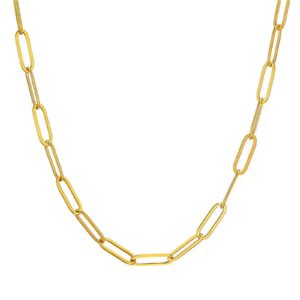 pickbeau 18k gold plated paperclip chain necklace for women 3.0mm gold chain necklace, chain link necklace for men women unisex multiple length size-18in