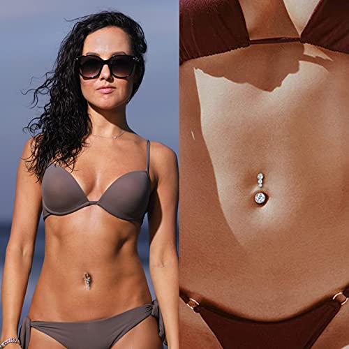 AUXHCYL 8PCS Belly Button Ring,Belly Rings for women Stainless Steel Belly Button Ring Surgical Steel Belly Piercing Silver Dangle Belly Button Rings