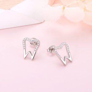 925 Sterling Silver Dainty Tooth Stud Earrings for Women Gifts Jewelry