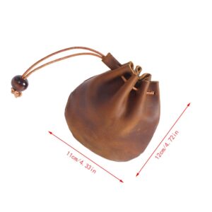 Wugebud 1 Pcs Mini Leather Drawstring Coin Purse Vintage Leather Coin Bag, Coin Organizer, Change Holder,Leather Drawstring Pouch for Men & Women