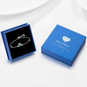 Dreamboat Claddagh Bracelet Irish Jewelry for Women Heart Bracelets Emerald Green Bracelets May Birthstone Bracelet Sterling Silver Adjustable Bracelets Birthday Gifts for Mom