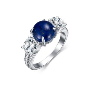 BETHZA Lapis Ring Sterling Silver For Women Natural Blue Lapis Lazuli Ring Size 8 Blue Stone Ring September Birthstone Rings Blue Gemstone Rings For Teen Girls