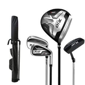 PGM Men's Complete Golf Club Set - #1 Driver - #7 Iron (28°) - Sand Wedge (52°) - Putter - Golf Stand Bag