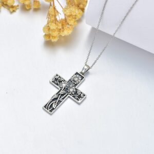 PROESS Cross Necklace For Women 925 Sterling Silver Sunflower Necklace Sunflower Cross Pendant Sunflower Gifts