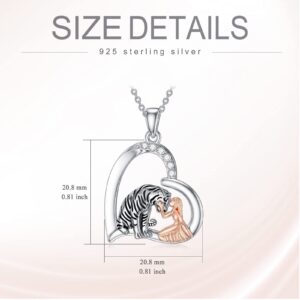 MEIDERBO Tiger Necklace for Women 925 Sterling Silver Tiger Jewelry Tiger Pendant Gifts for Women Mother Daughter