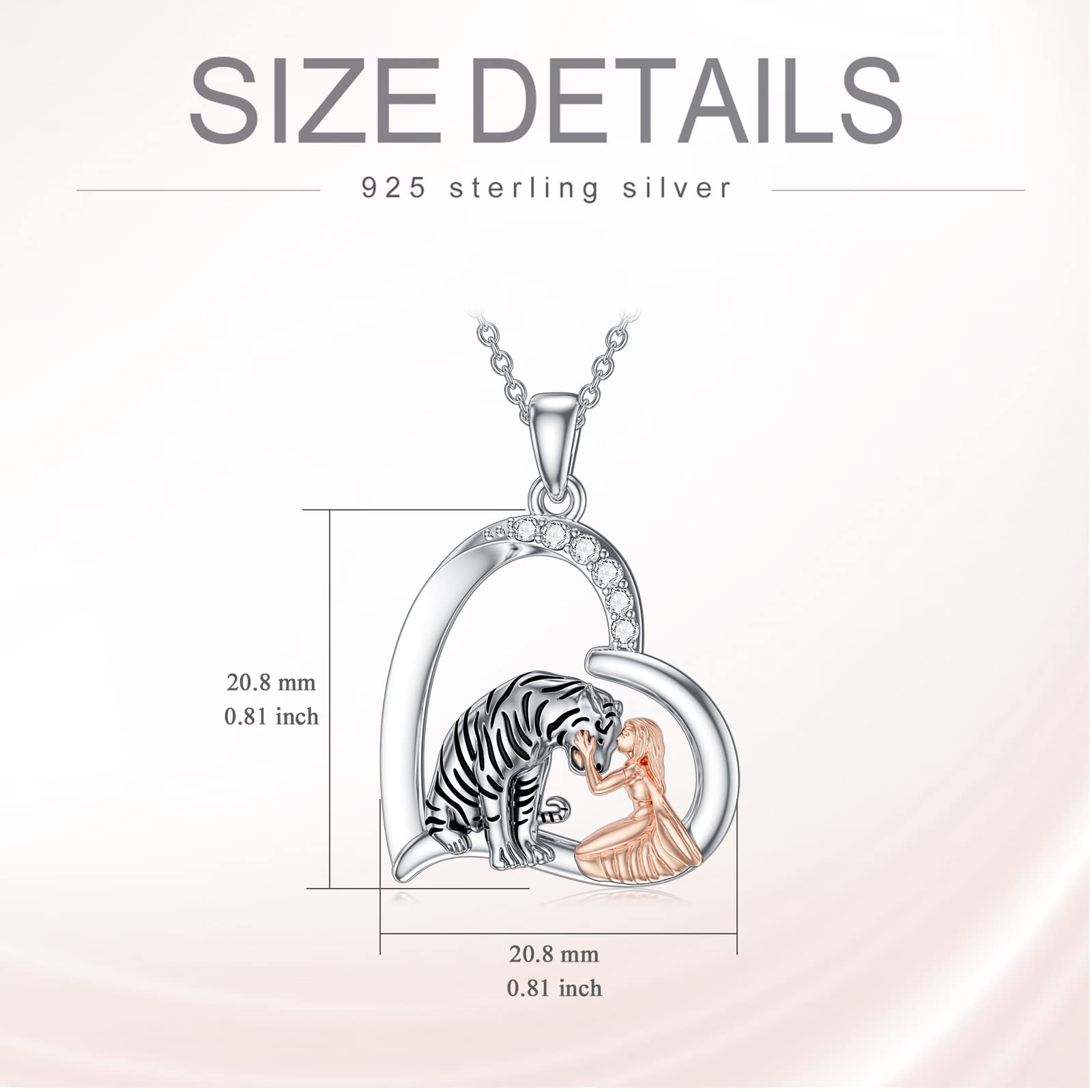 MEIDERBO Tiger Necklace for Women 925 Sterling Silver Tiger Jewelry Tiger Pendant Gifts for Women Mother Daughter