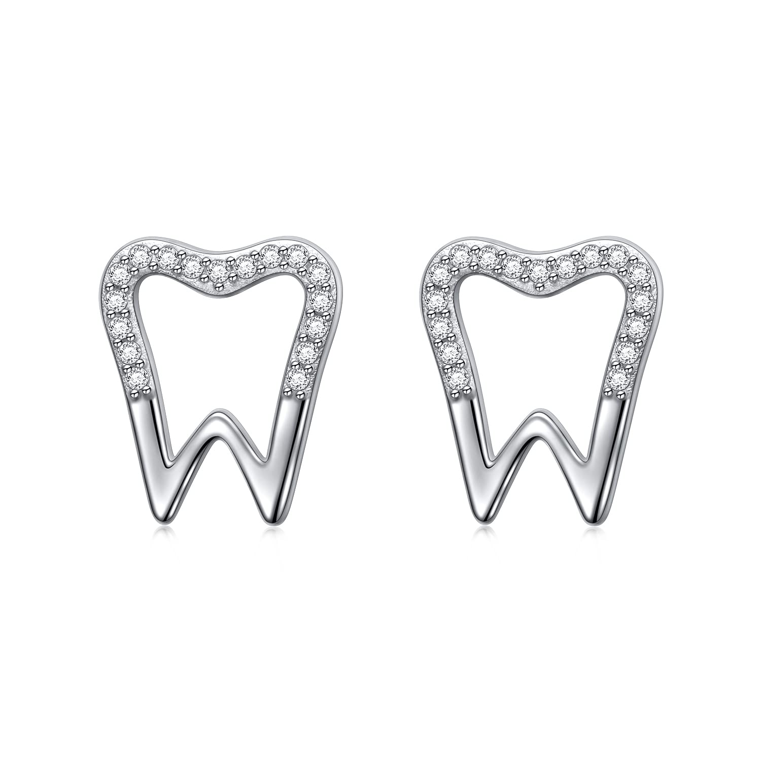 925 Sterling Silver Dainty Tooth Stud Earrings for Women Gifts Jewelry