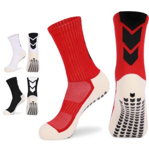 qcwqmyl 3 pairs grip socks soccer mens athletic training socks non slip soccer socks yoga sports socks for football basketball pilates ballet