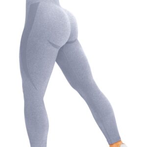 HIGORUN Women Seamless Leggings Smile Contour High Waist Workout Gym Yoga Pants Light Grey XS