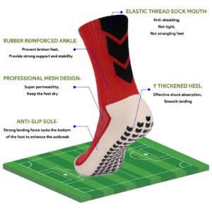 QCWQMYL 3 Pairs Grip Socks Soccer Mens Athletic Training Socks Non Slip Soccer Socks Yoga Sports Socks for Football Basketball Pilates Ballet