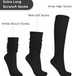 JOCMIC Slouch Socks for Woman 3 Pairs Women Scrunch Socks Extra Long Knee High Slouchy Socks Size 6-11 black