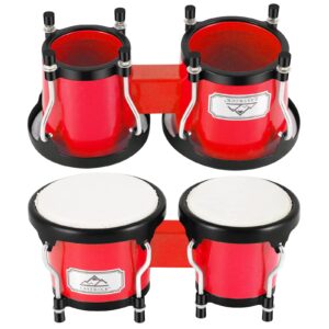 EastRock Bongo Drum 4” and 5” Set for Adults, Beginners,Percussion Bongos Drum With Tuning Wrench (Red)