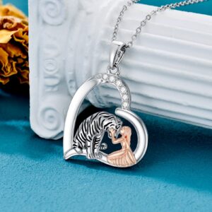 MEIDERBO Tiger Necklace for Women 925 Sterling Silver Tiger Jewelry Tiger Pendant Gifts for Women Mother Daughter