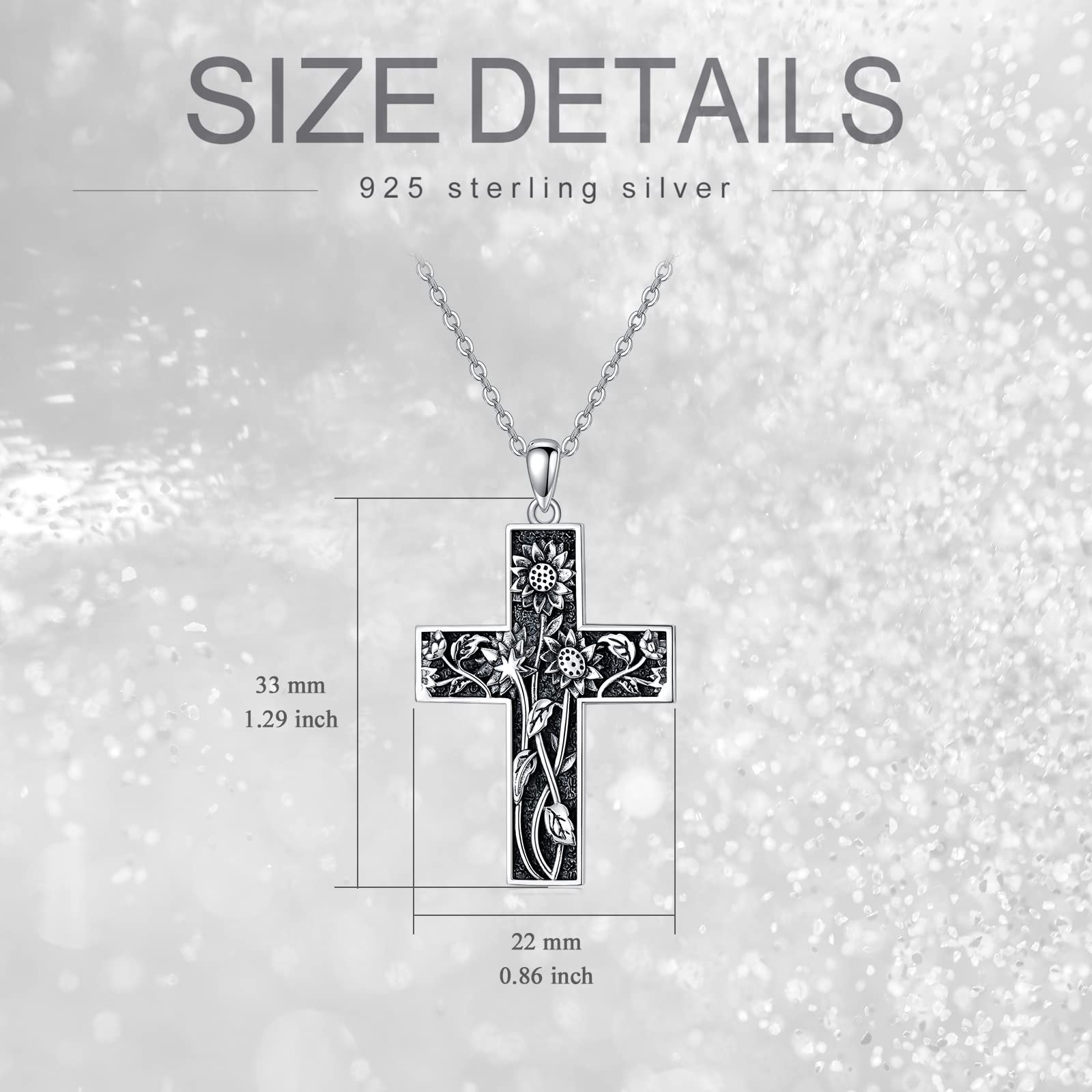 PROESS Cross Necklace For Women 925 Sterling Silver Sunflower Necklace Sunflower Cross Pendant Sunflower Gifts