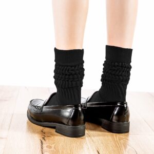 JOCMIC Slouch Socks for Woman 3 Pairs Women Scrunch Socks Extra Long Knee High Slouchy Socks Size 6-11 black