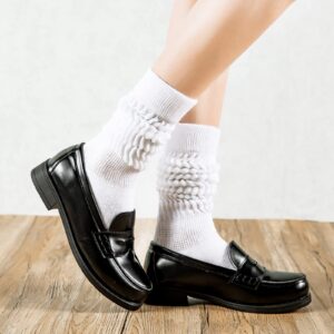 JOCMIC 3 Pairs Slouch Socks Women Extra Long Knee High Scrunch Socks Size 6-11 Black+White+Grey