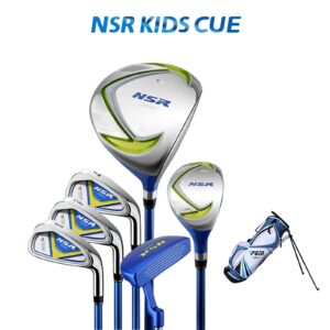 PGM Golf Club Set - Junior Complete Golf Club Set for Kids Children - Right Handed - Driver(#1), Hybrid, Iron(#7,#9,#S), Putter, Golf Stand Bag