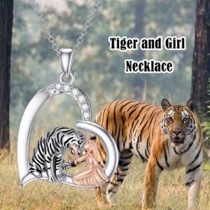 MEIDERBO Tiger Necklace for Women 925 Sterling Silver Tiger Jewelry Tiger Pendant Gifts for Women Mother Daughter