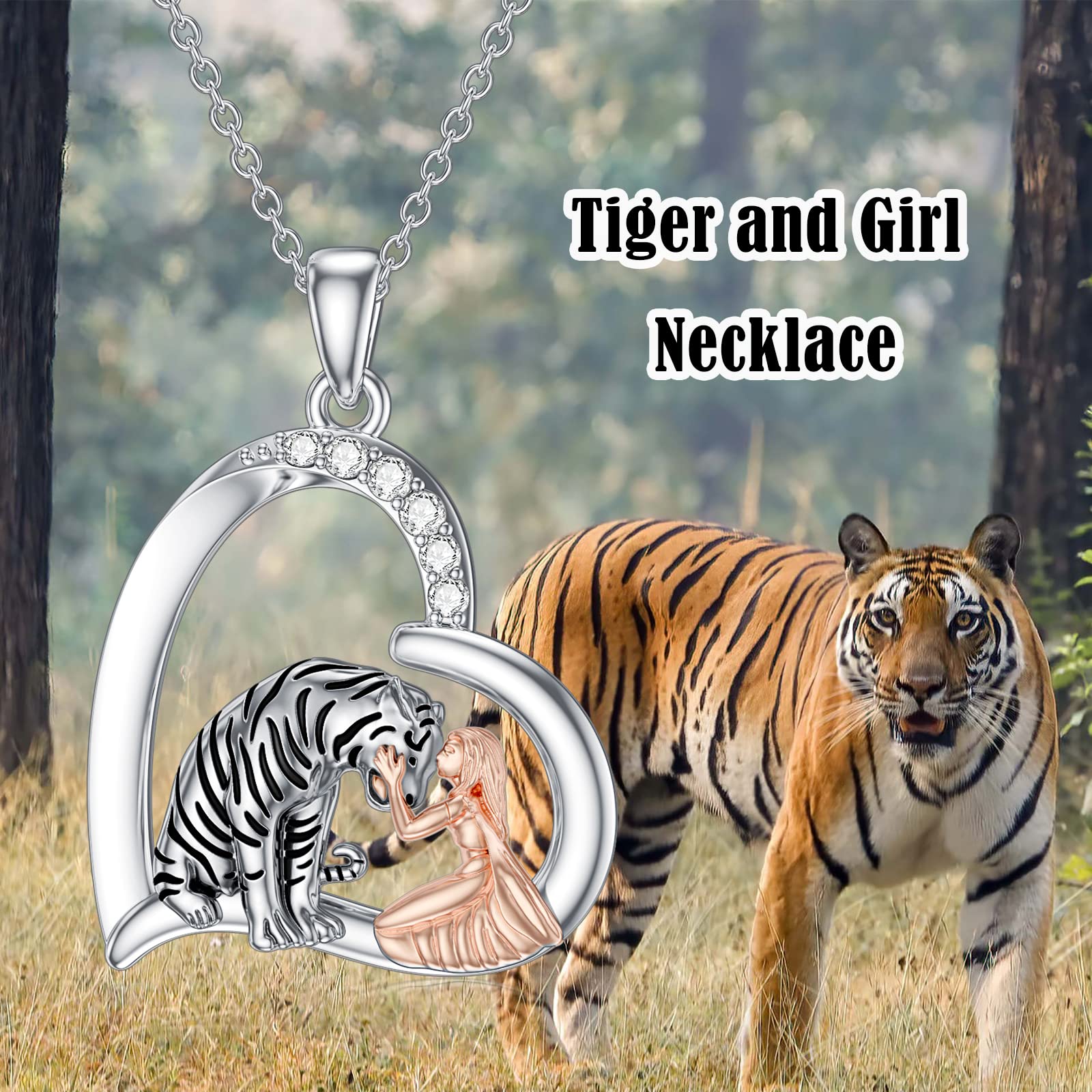 MEIDERBO Tiger Necklace for Women 925 Sterling Silver Tiger Jewelry Tiger Pendant Gifts for Women Mother Daughter