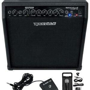 Rockville G-AMP 30 Watt Guitar Combo Amplifier Amp w/Bluetooth+Footswitch+Mic