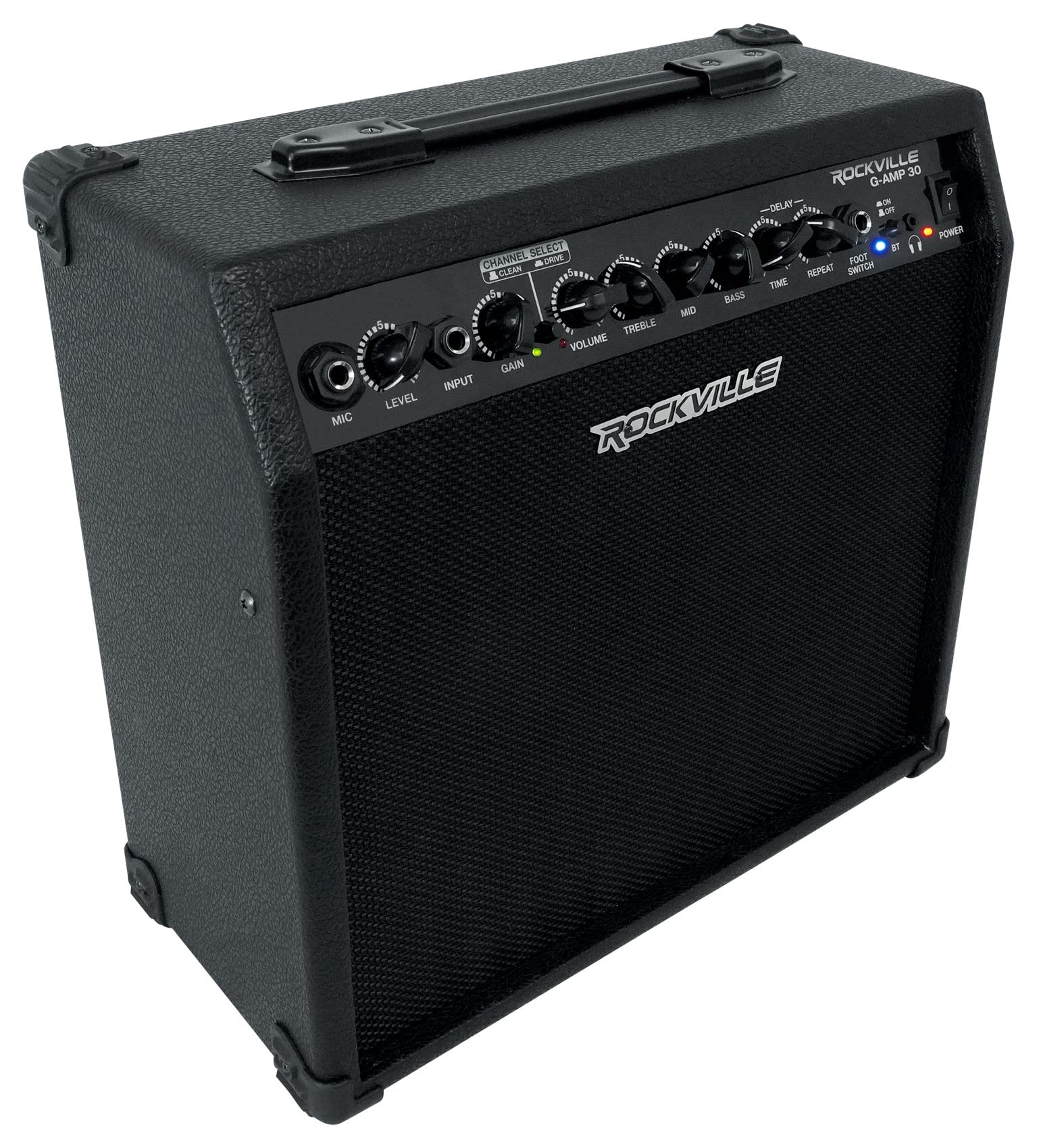 Rockville G-AMP 30 Watt Guitar Combo Amplifier Amp w/Bluetooth+Footswitch+Mic