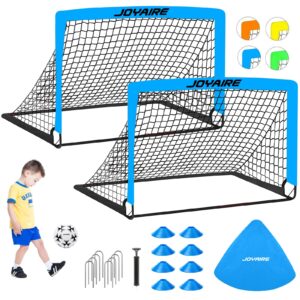 soccer goals for backyard set, portable kids toddler soccer goal 2 of 4' x 3', pop up soccer net soccer training equipment with size 4 soccer ball, carry bag, youth games, sports, outdoor play