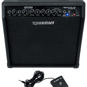 Rockville G-AMP 30 Watt Guitar Combo Amplifier Amp w/Bluetooth+Footswitch+Mic