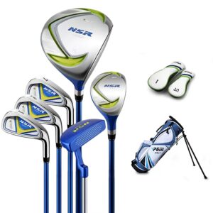 PGM Golf Club Set - Junior Complete Golf Club Set for Kids Children - Right Handed - Driver(#1), Hybrid, Iron(#7,#9,#S), Putter, Golf Stand Bag