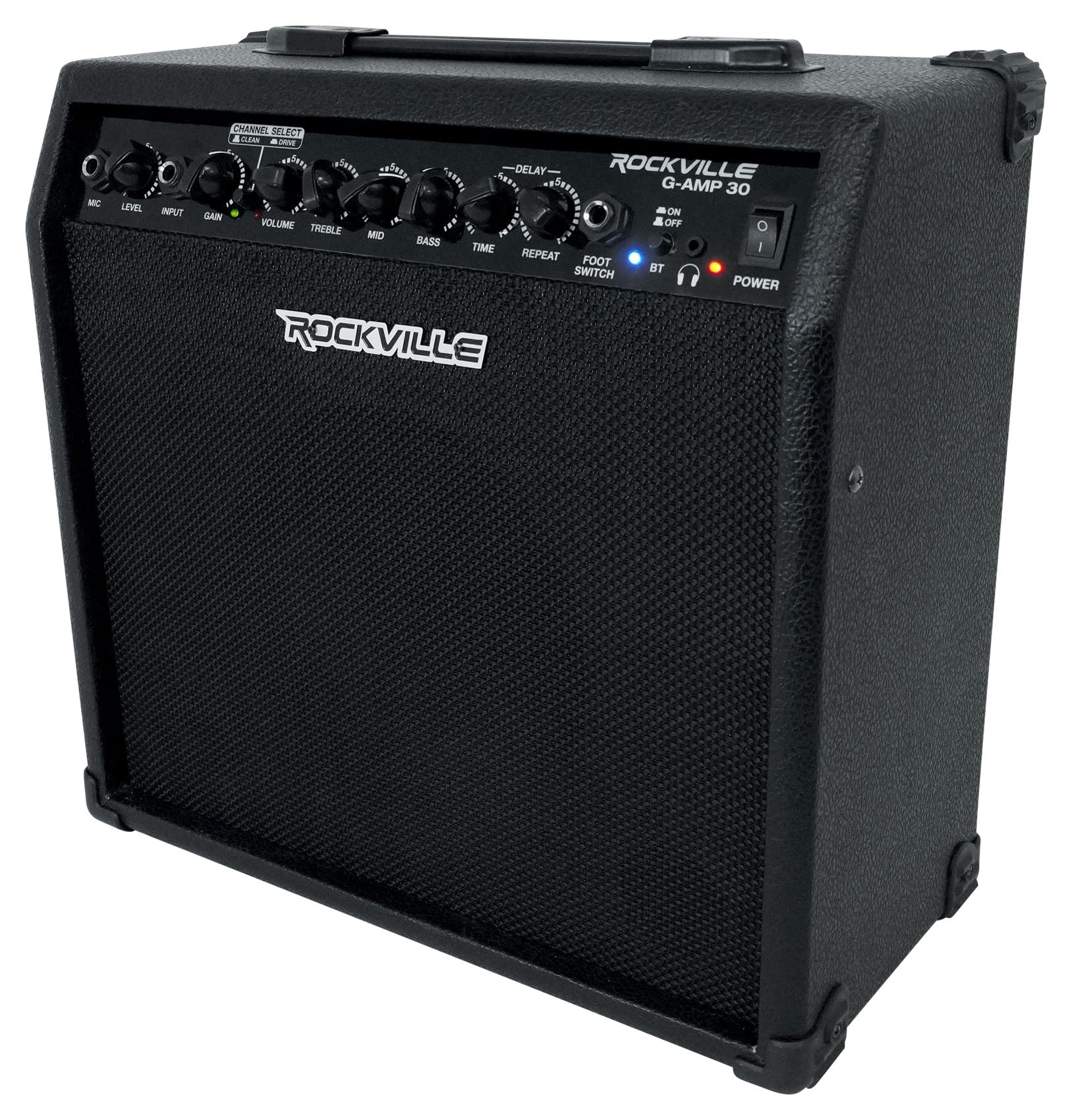 Rockville G-AMP 30 Watt Guitar Combo Amplifier Amp w/Bluetooth+Footswitch+Mic