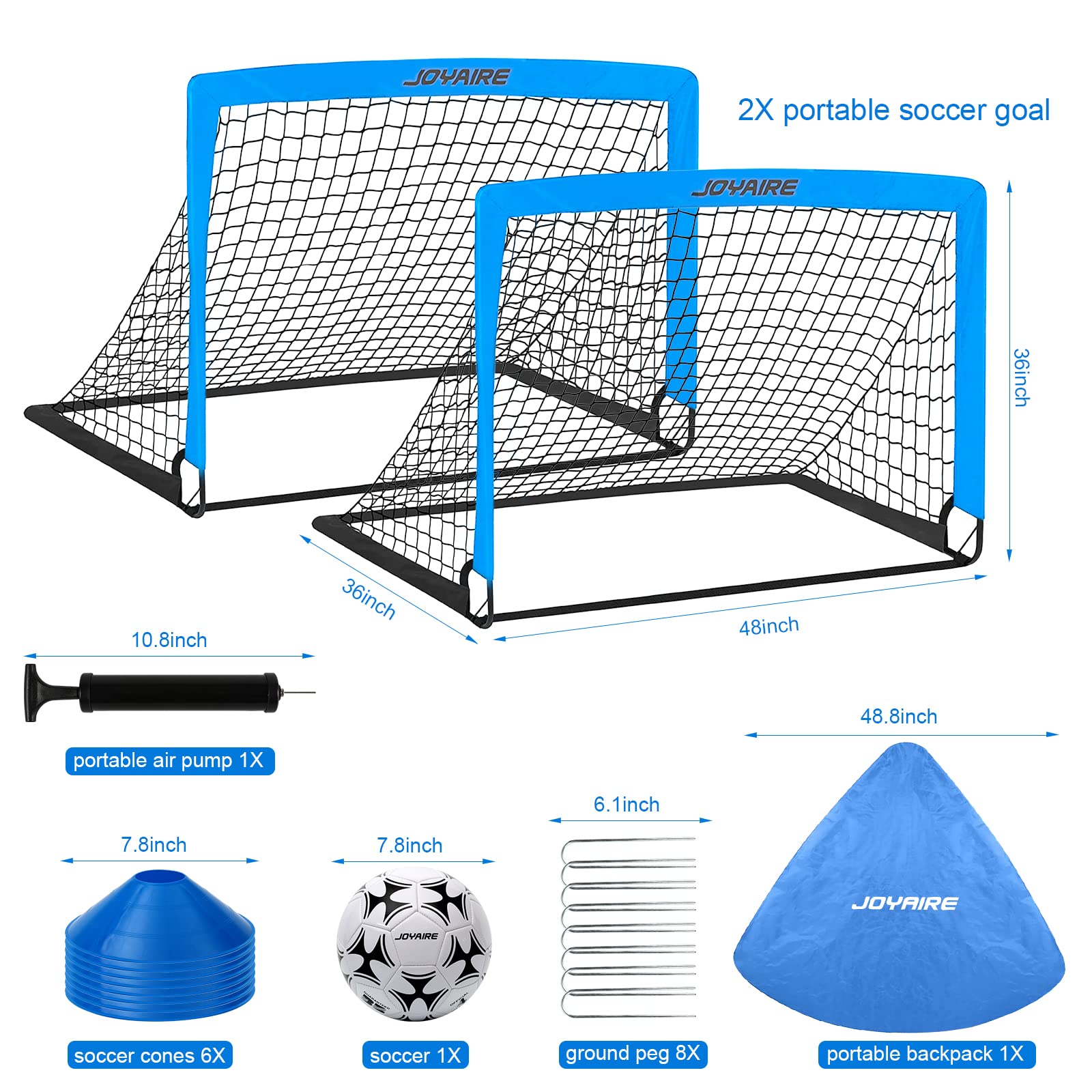 Soccer Goals for Backyard Set, Portable Kids Toddler Soccer Goal 2 of 4' x 3', Pop Up Soccer Net Soccer Training Equipment with Size 4 Soccer Ball, Carry Bag, Youth Games, Sports, Outdoor Play