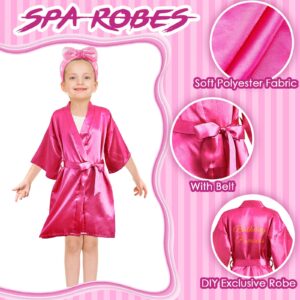 Jecery 18 Pcs Spa Party Supplies for Girls 6 Satin Kimono Robe 6 Spa Headband 6 Disposable Foam Pedicure Slippers (Rose,Size 8)