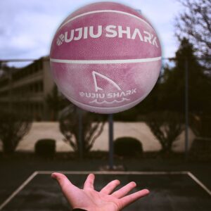 OujiuShark Official Size 5 Basketball, 27.5" Basketball for Age 8-11, Pink Youth Basketball TPU Leather Indoor Outdoor with Net Needle (Without Pump)