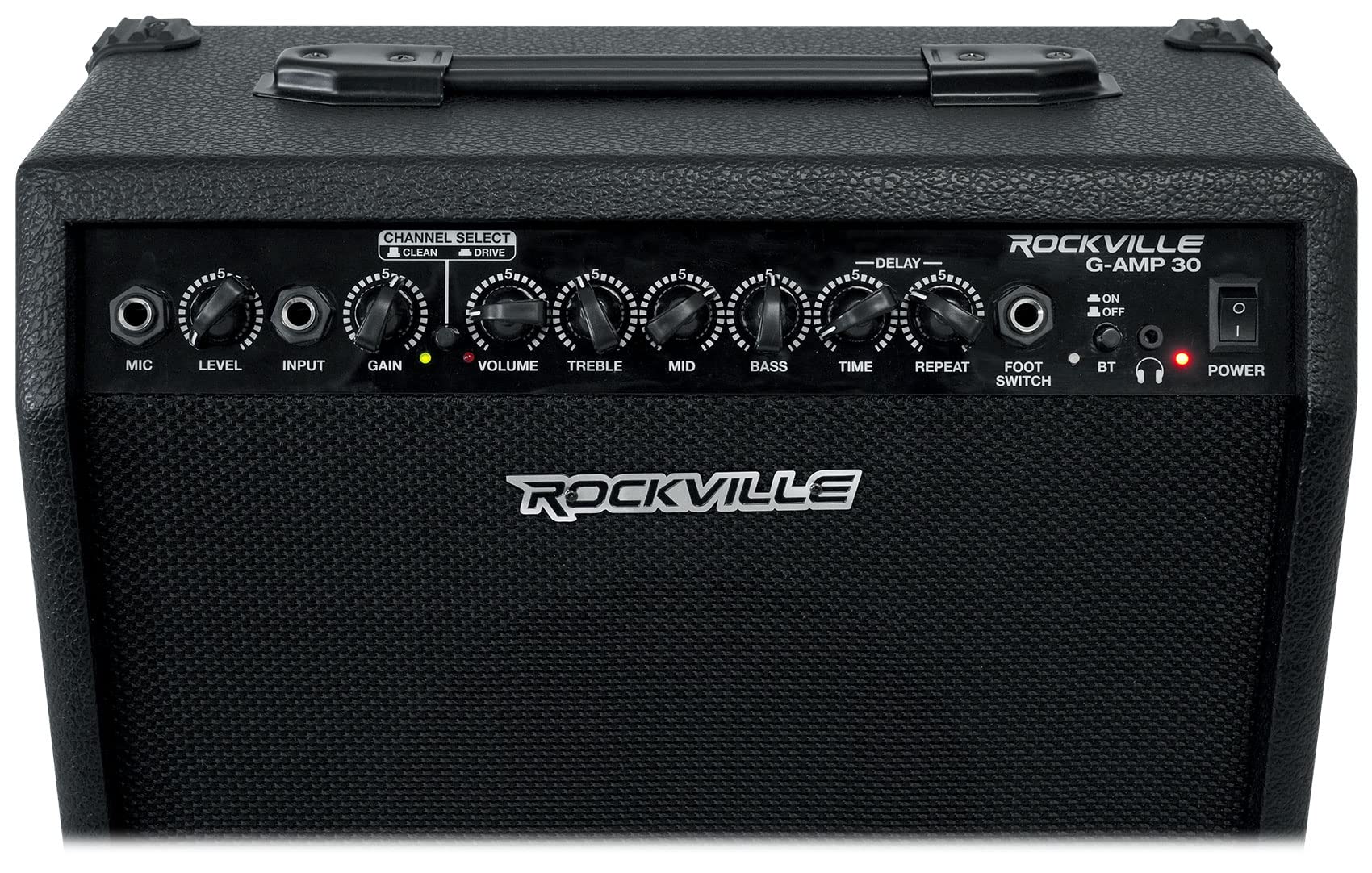 Rockville G-AMP 30 Watt Guitar Combo Amplifier Amp w/Bluetooth+Footswitch+Mic