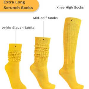 JOCMIC Slouch Socks for Woman 3 Pairs Women Scrunch Socks Extra Long Knee High Slouchy Socks Size 6-11 yellow+green+rose red