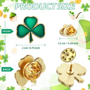 MTLEE 100 Pcs St. Patrick's Day Pin Shamrock Lapel Pins Bulk Lucky 3 Leaf Clover Enamel Tie Brooches for Women Men Kids