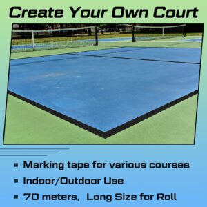 Amylove 230 Ft Driveway Basketball Tape Outdoor Court Tape Adhesive Court Marking Tape Court Lines for Tennis Badminton Parking Floor Pavement Driveway Indoor, 2 in Wide (Black, PVC)