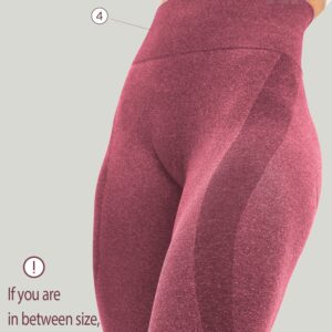 HIGORUN Women Seamless Leggings Smile Contour High Waist Workout Gym Yoga Pants Burgundy L