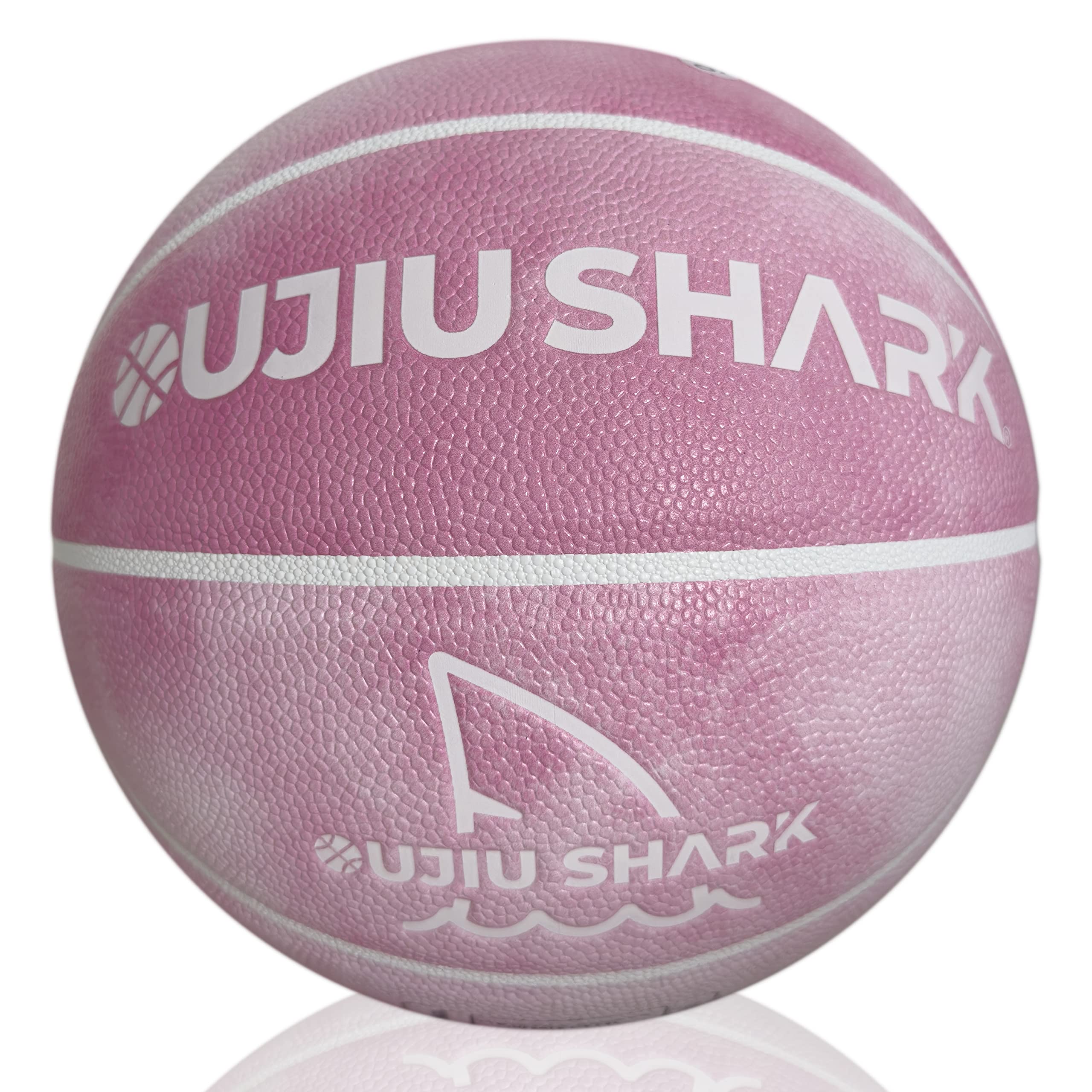 OujiuShark Official Size 5 Basketball, 27.5" Basketball for Age 8-11, Pink Youth Basketball TPU Leather Indoor Outdoor with Net Needle (Without Pump)